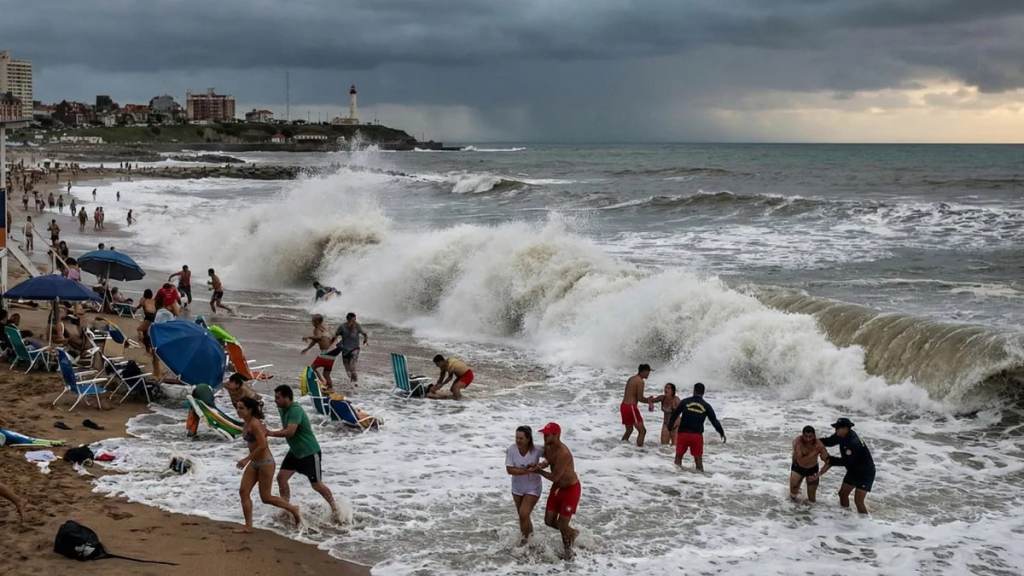 Una ola gigante sorprendió en Mar del Plata y fue captada en vivo por un programa de&nbsp;TV